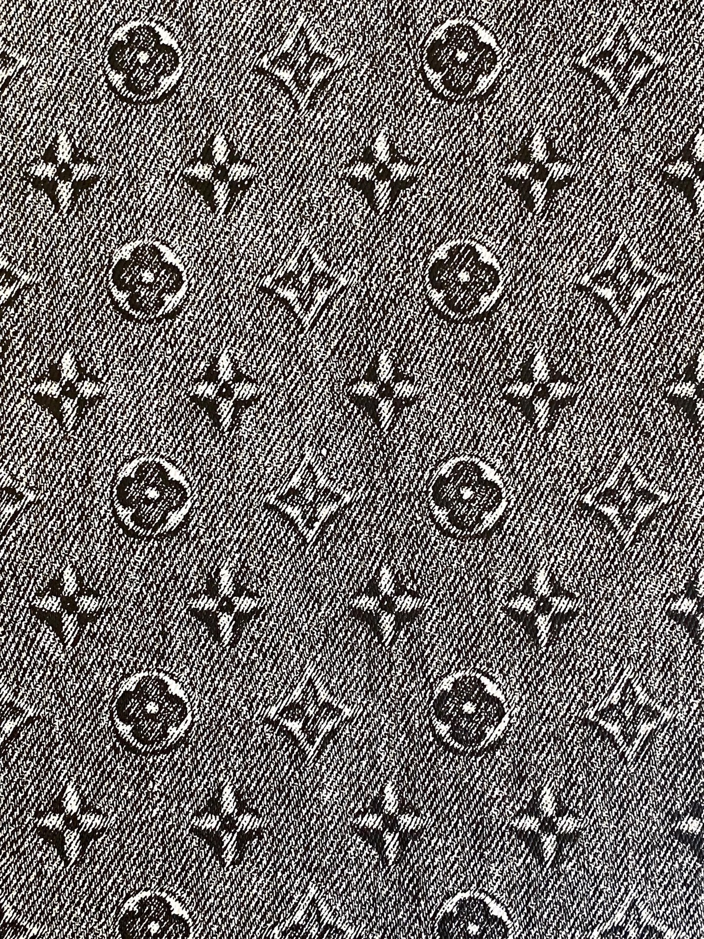 Faded Black Denim Faux Leather Sheet: - Black leatherette vinyl