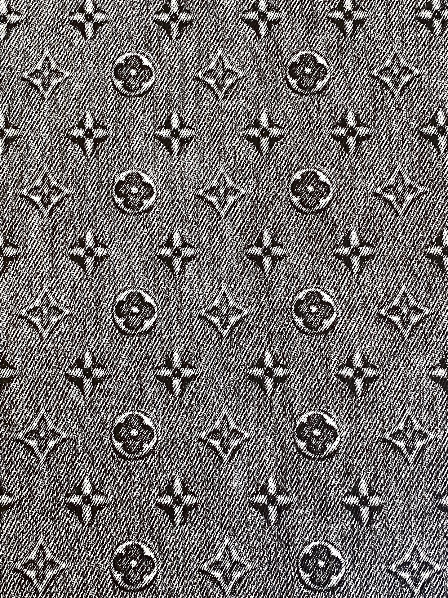 Faded Black Denim Faux Leather