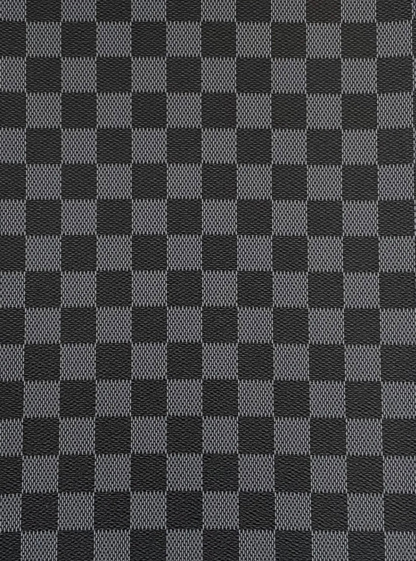 Black Check Faux Leather Sheet - Faux leather sheet - Vegan leather sheet - PVC