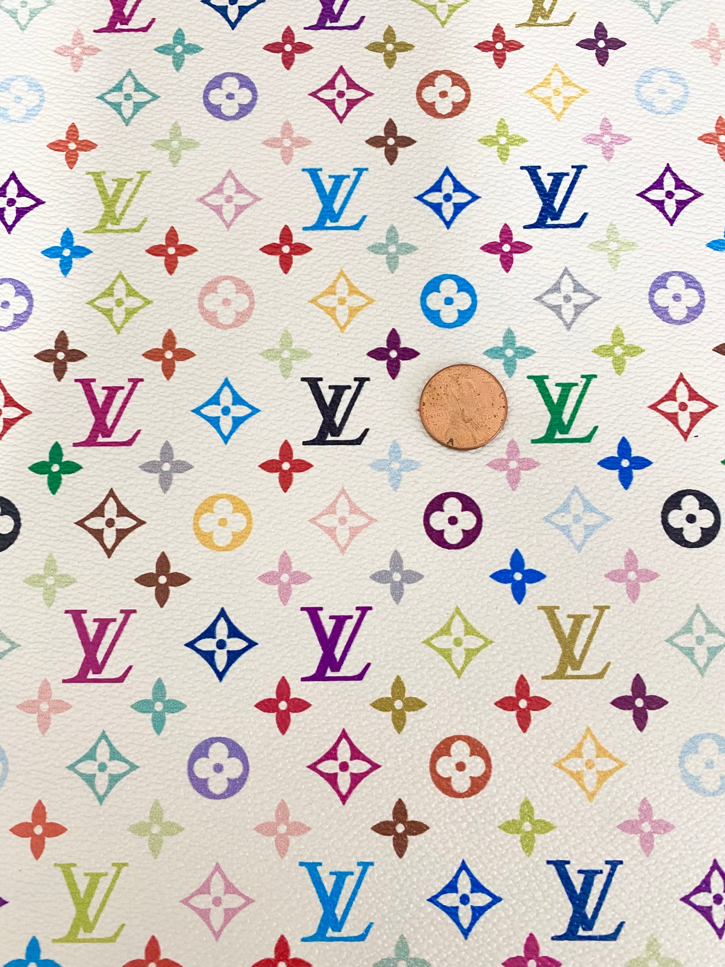 Multi Color Mini Monogram Print Faux Leather