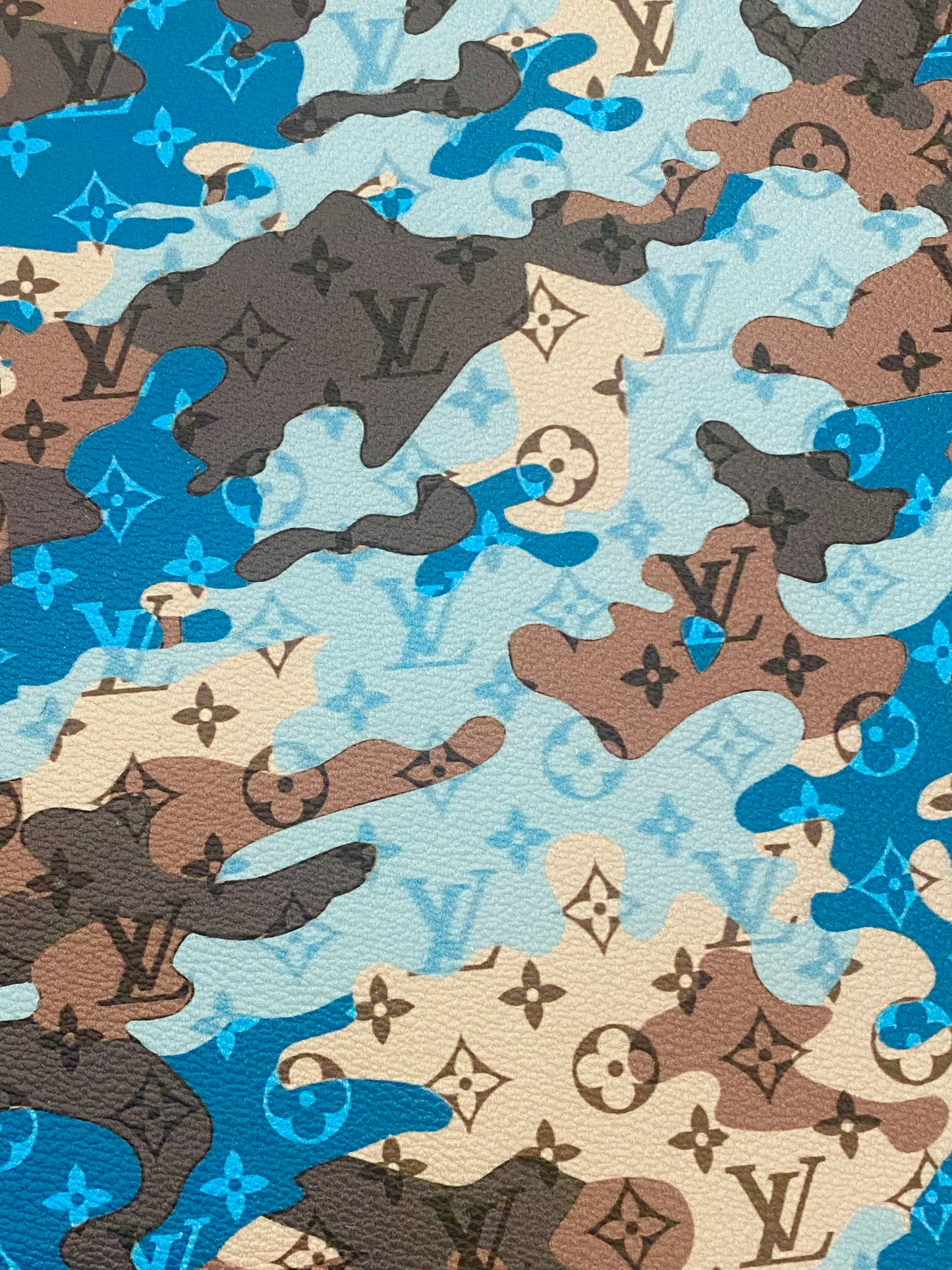 Blue Camo Print Faux Leather