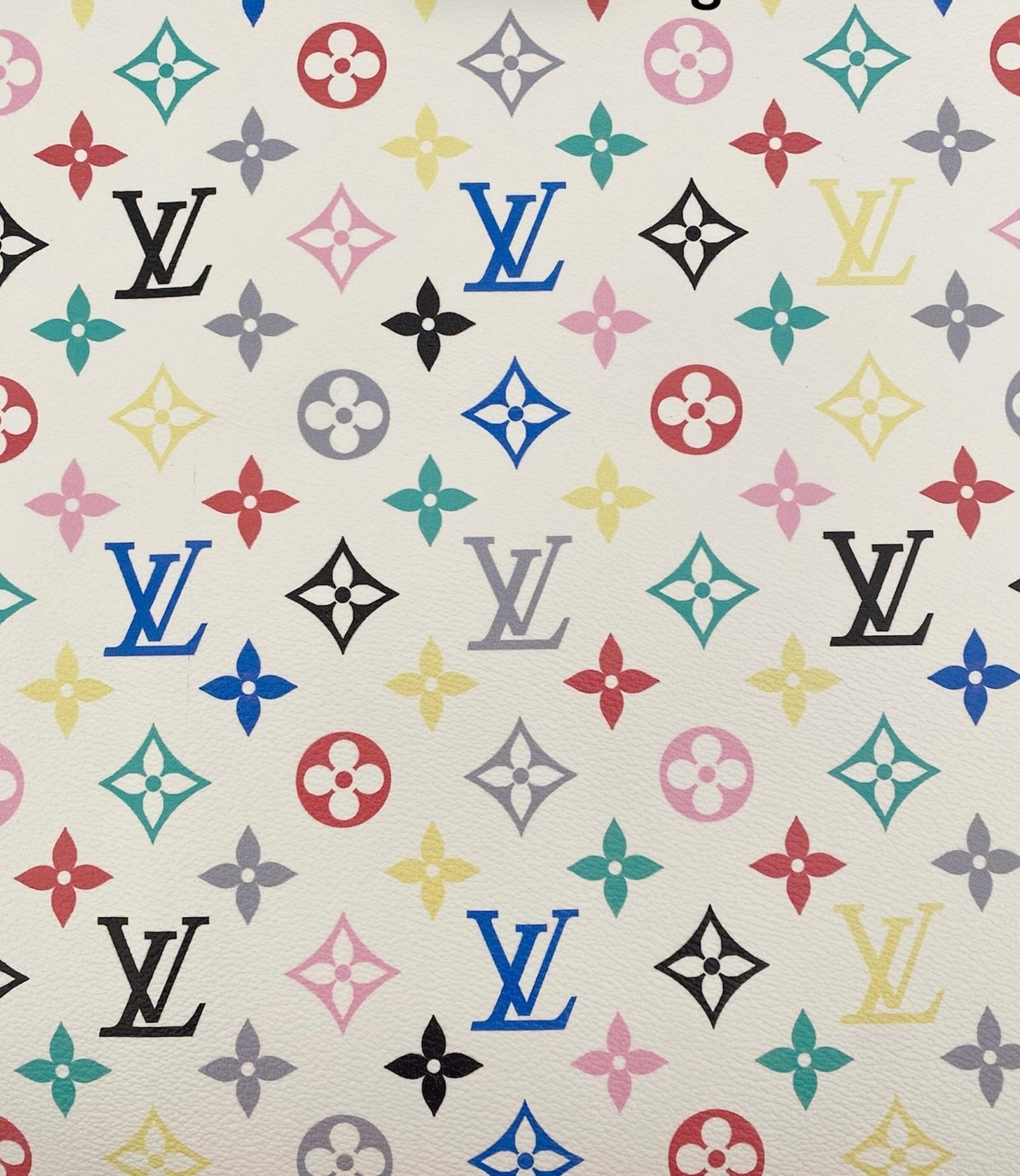 Multi Color Monogram Print Faux Leather