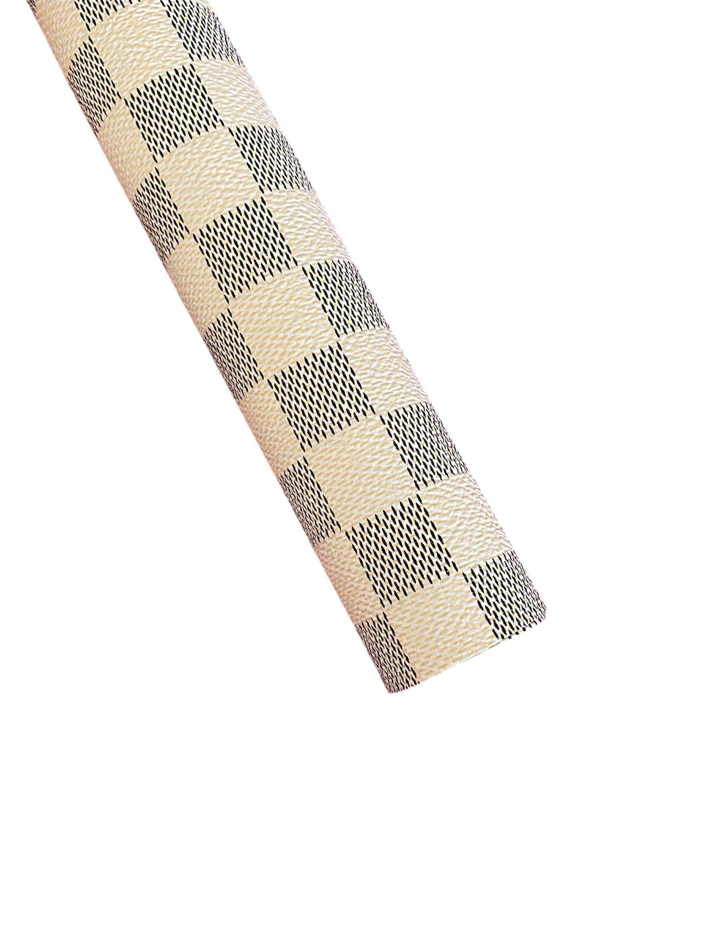 White Check Faux Leather Sheet: Vegan Marine Vinyl (A4)