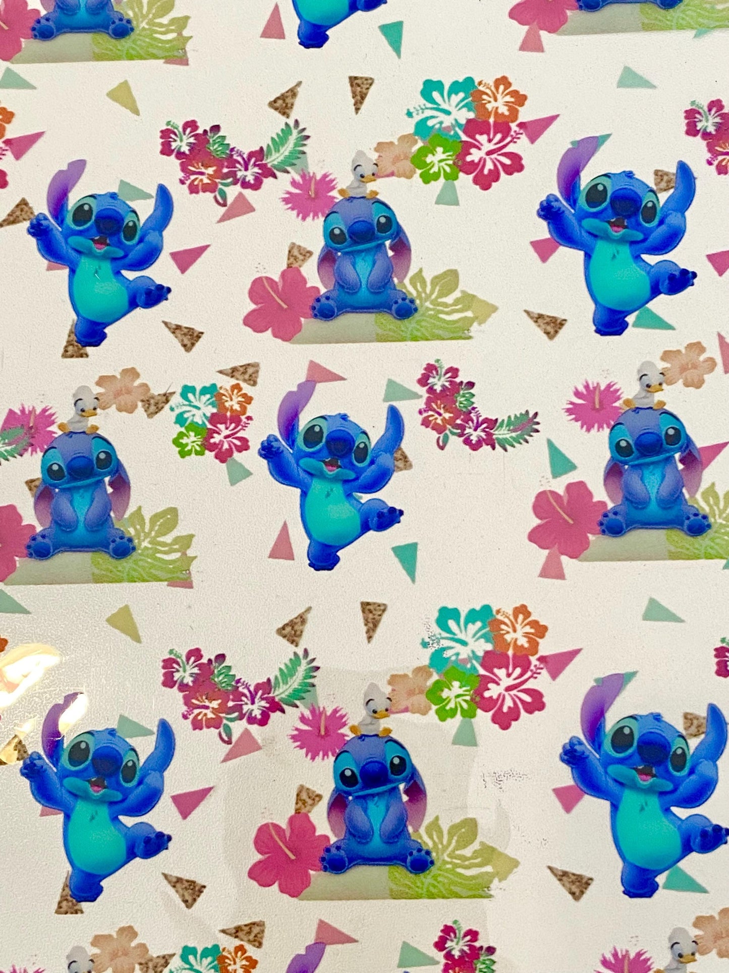 Hawaiian Print Jelly Faux Leather Sheet: Transparent PVC Vinyl (8x13 inches)
