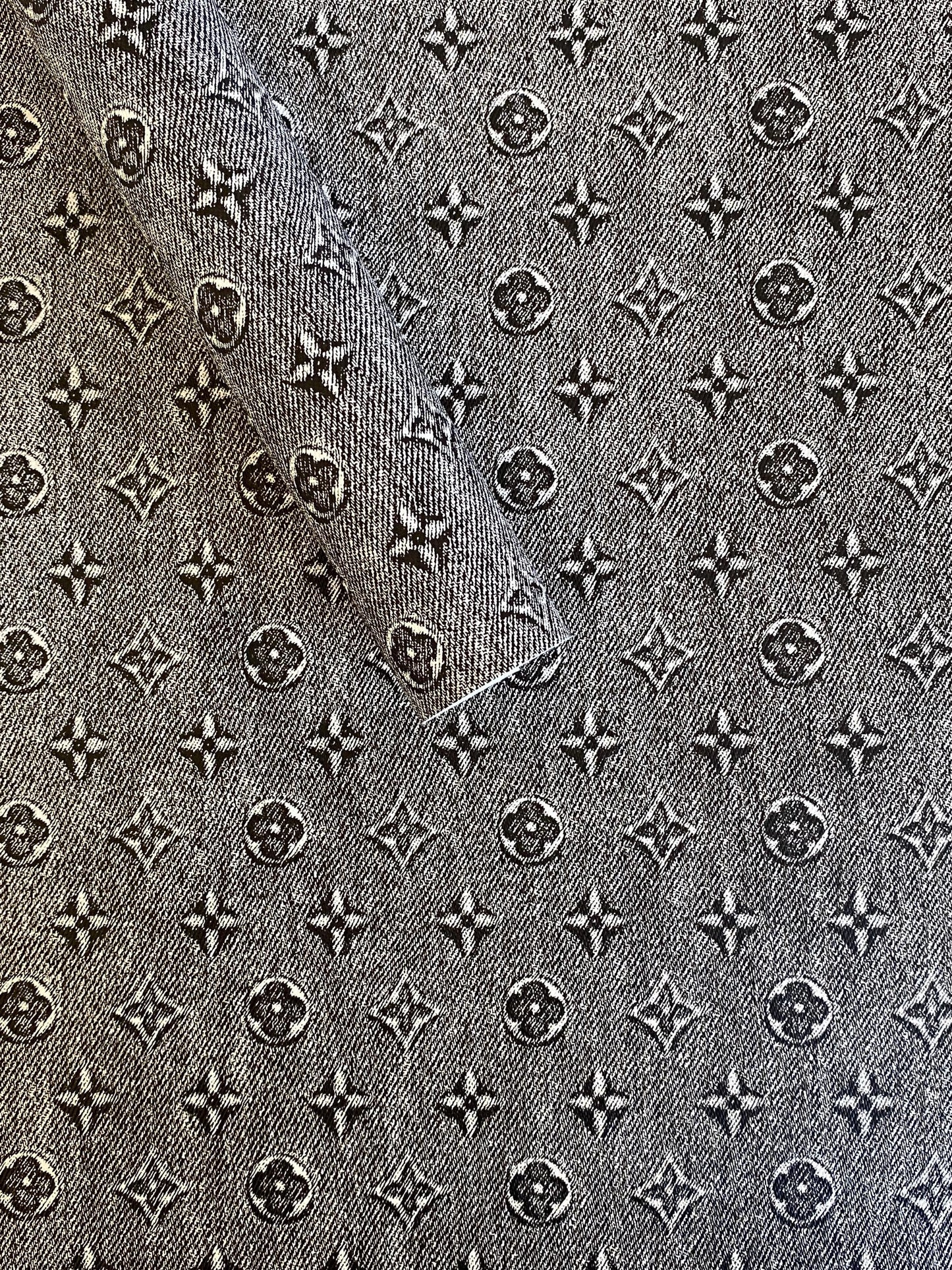 Faded Black Denim Faux Leather Sheet: - Black leatherette vinyl