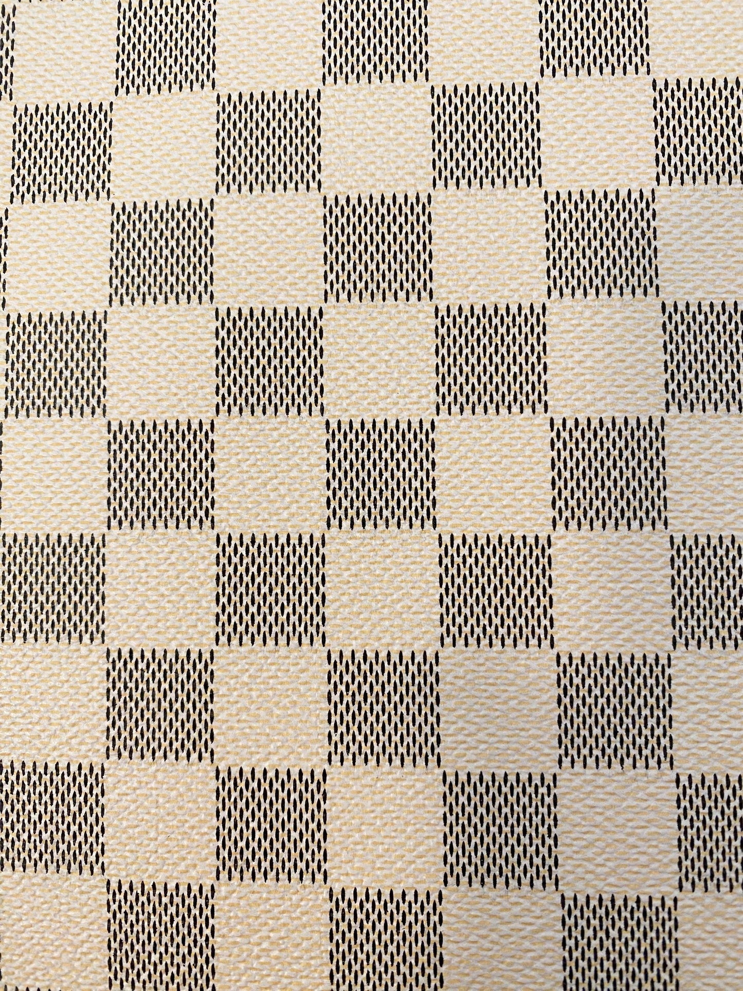 White Check Faux Leather Sheet: Vegan Marine Vinyl