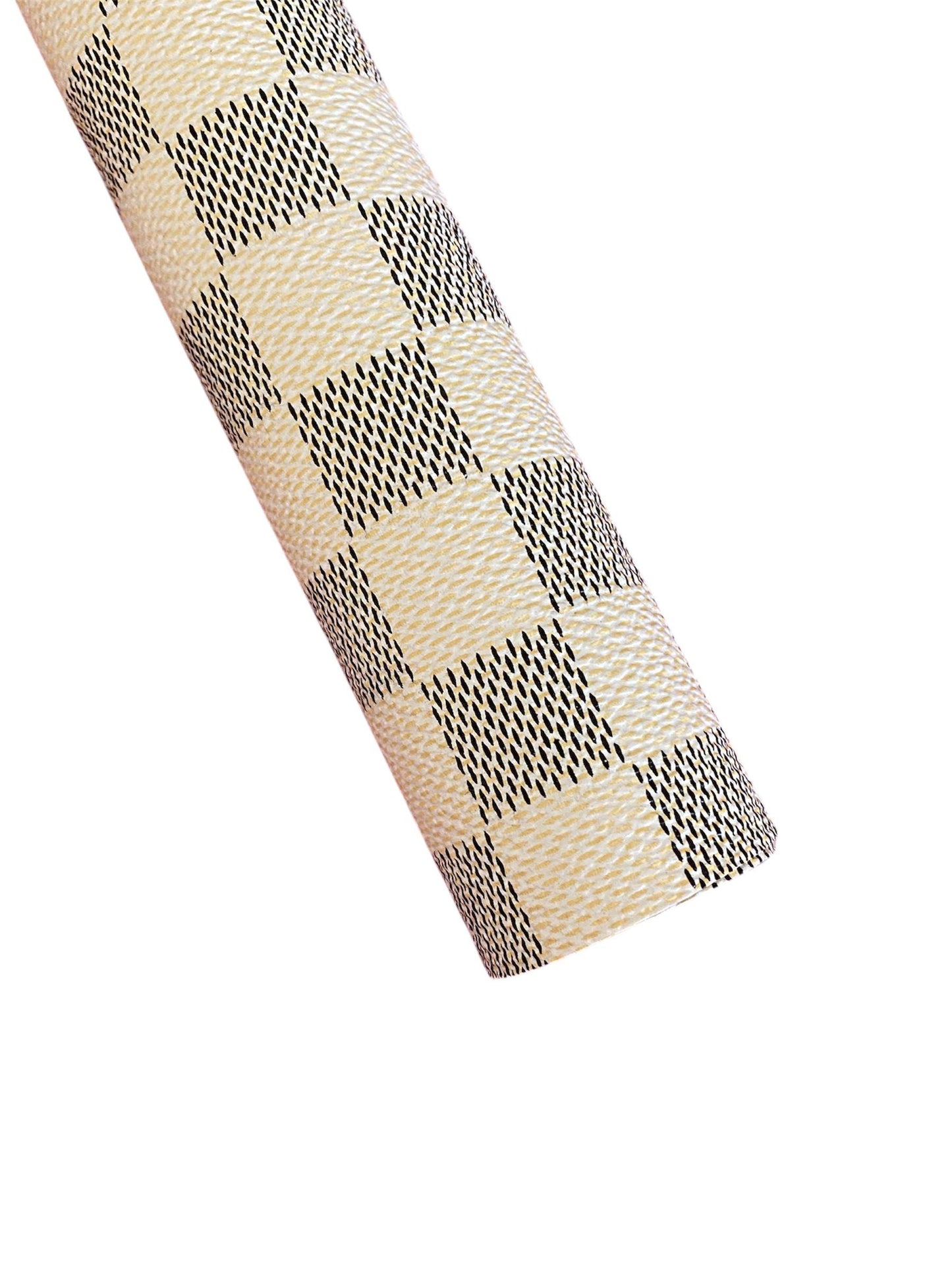 White Check Faux Leather Sheet: Vegan Marine Vinyl (A4)