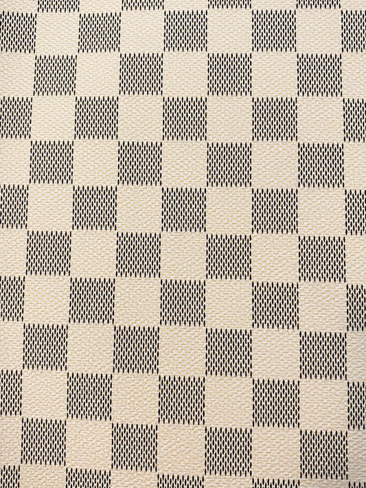 White Check Faux Leather Sheet: Vegan Marine Vinyl