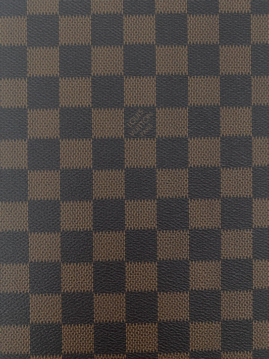 Dark Brown Check Faux Leather Sheet: Faux leather sheet - Check print PVC