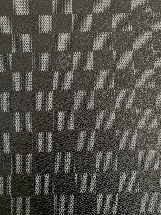 Black Check Faux Leather Sheet - Faux leather sheet - Vegan leather sheet - PVC