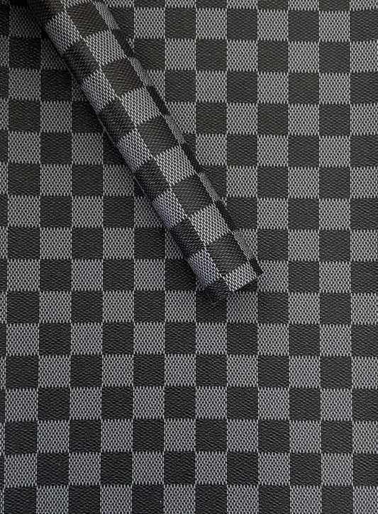 Black Check Faux Leather Sheet - Faux leather sheet - Vegan leather sheet - PVC