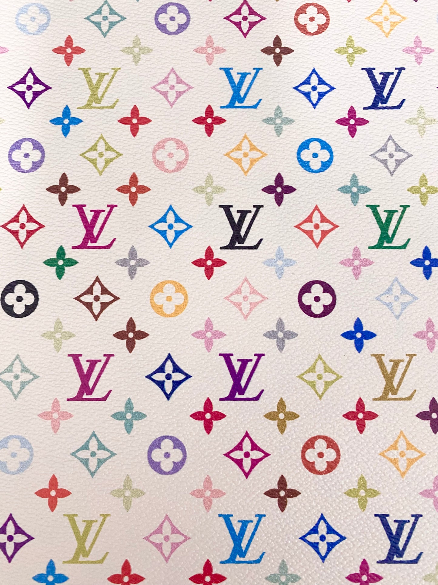 Multi Color Mini Monogram Print Faux Leather