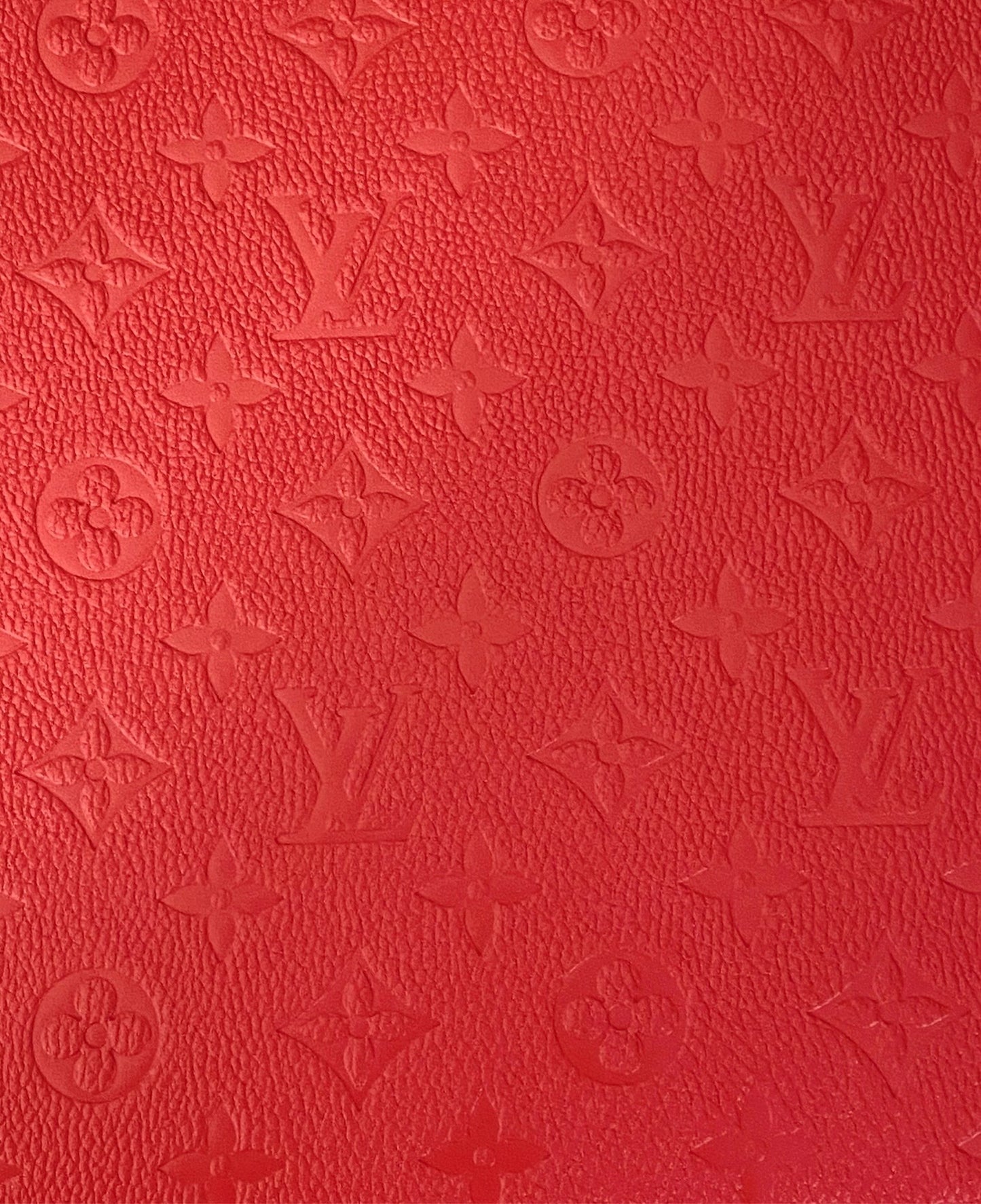 Red Embossed Faux Leather