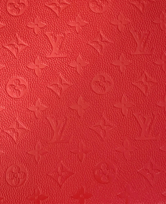 Red Embossed Faux Leather