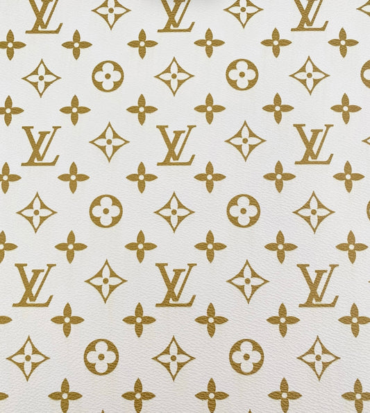 White Gold Monogram Faux Leather